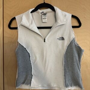 Custom North Face Women's White and Gray Tank Top